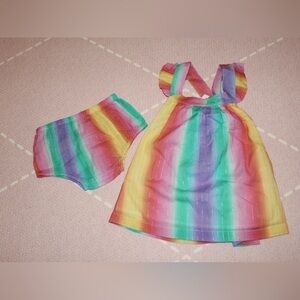 Lucky Jade Dress &Bloomer Baby Girl 18 month BRAND New Horizontal Rainbow Stripe
